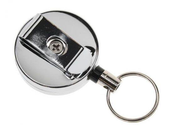 Heavy Duty Badge Card Reel with Key Ring Chrome Pack of 50 1